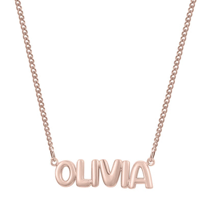 Custom Bubble Name Necklace: Gold Plated Stainless Steel, Waterproof