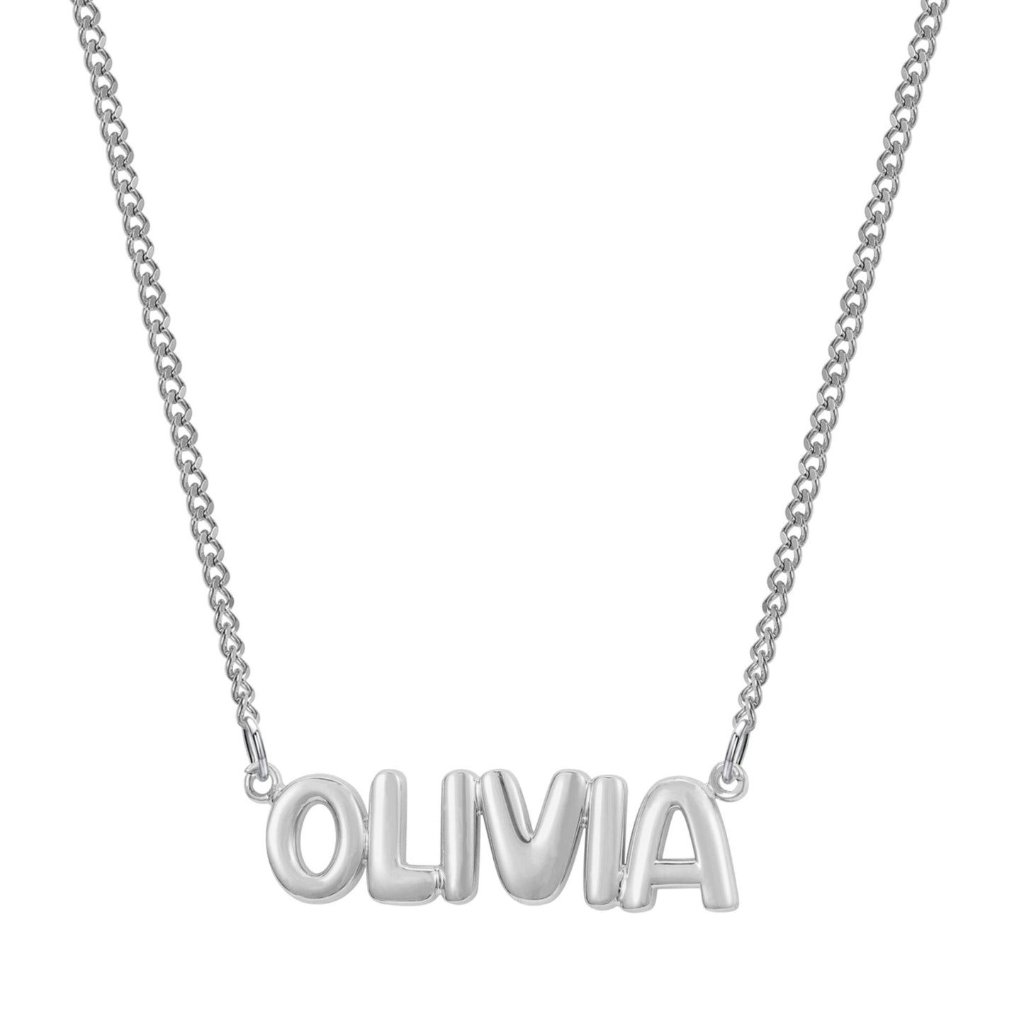 Custom Bubble Name Necklace: Gold Plated Stainless Steel, Waterproof