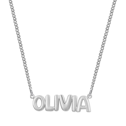 Custom Bubble Name Necklace: Gold Plated Stainless Steel, Waterproof