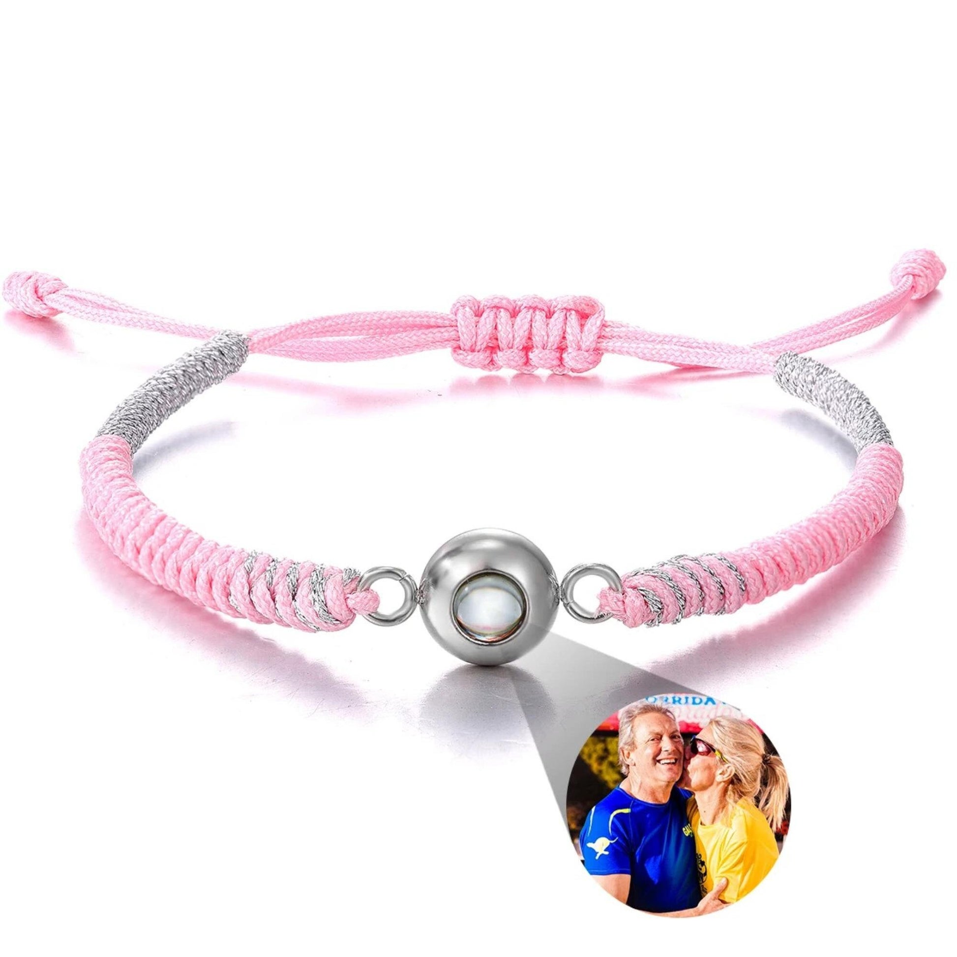 Custom Photo Projection Bracelet: Handwoven Rope, Personalized Jewelry
