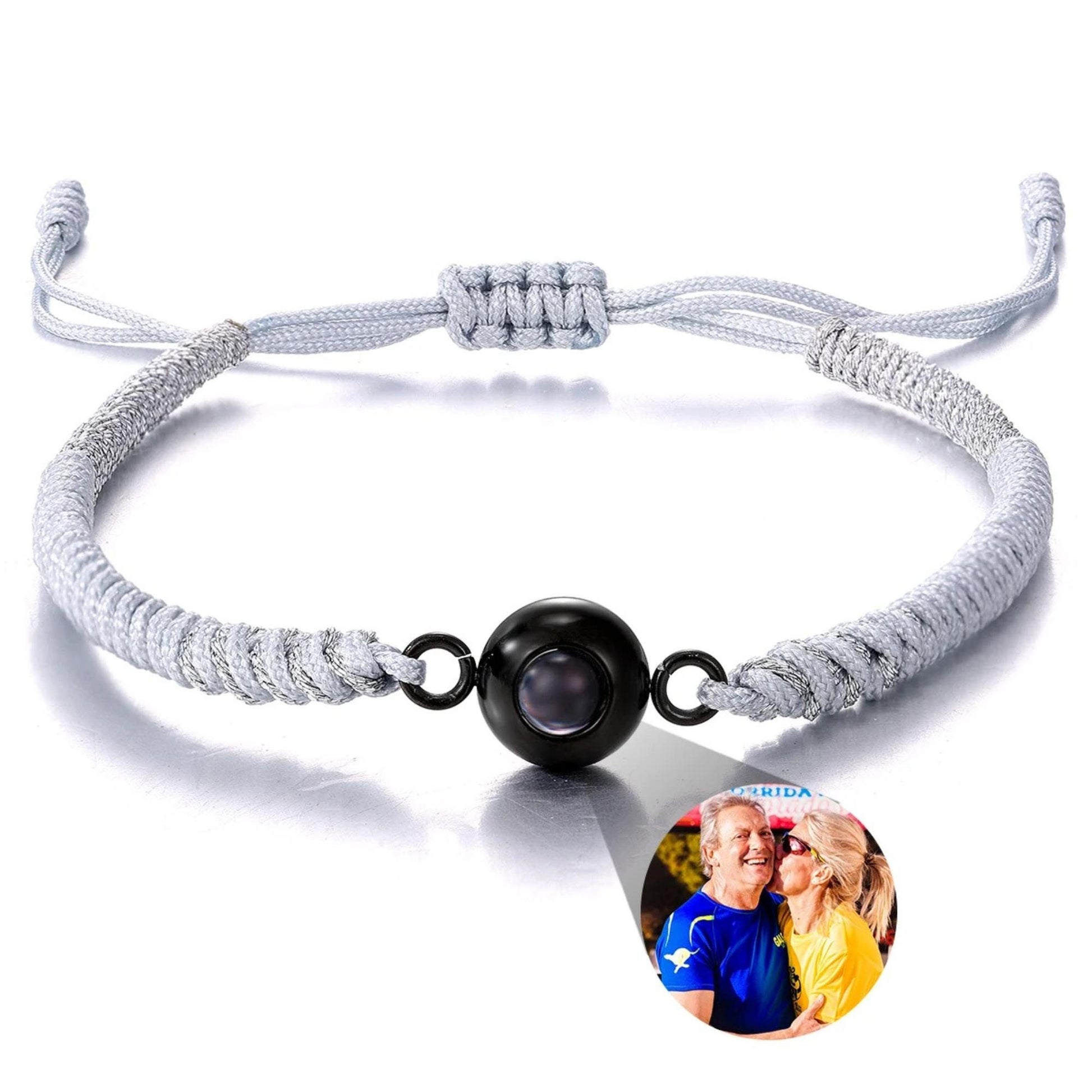 Custom Photo Projection Bracelet: Handwoven Rope, Personalized Jewelry