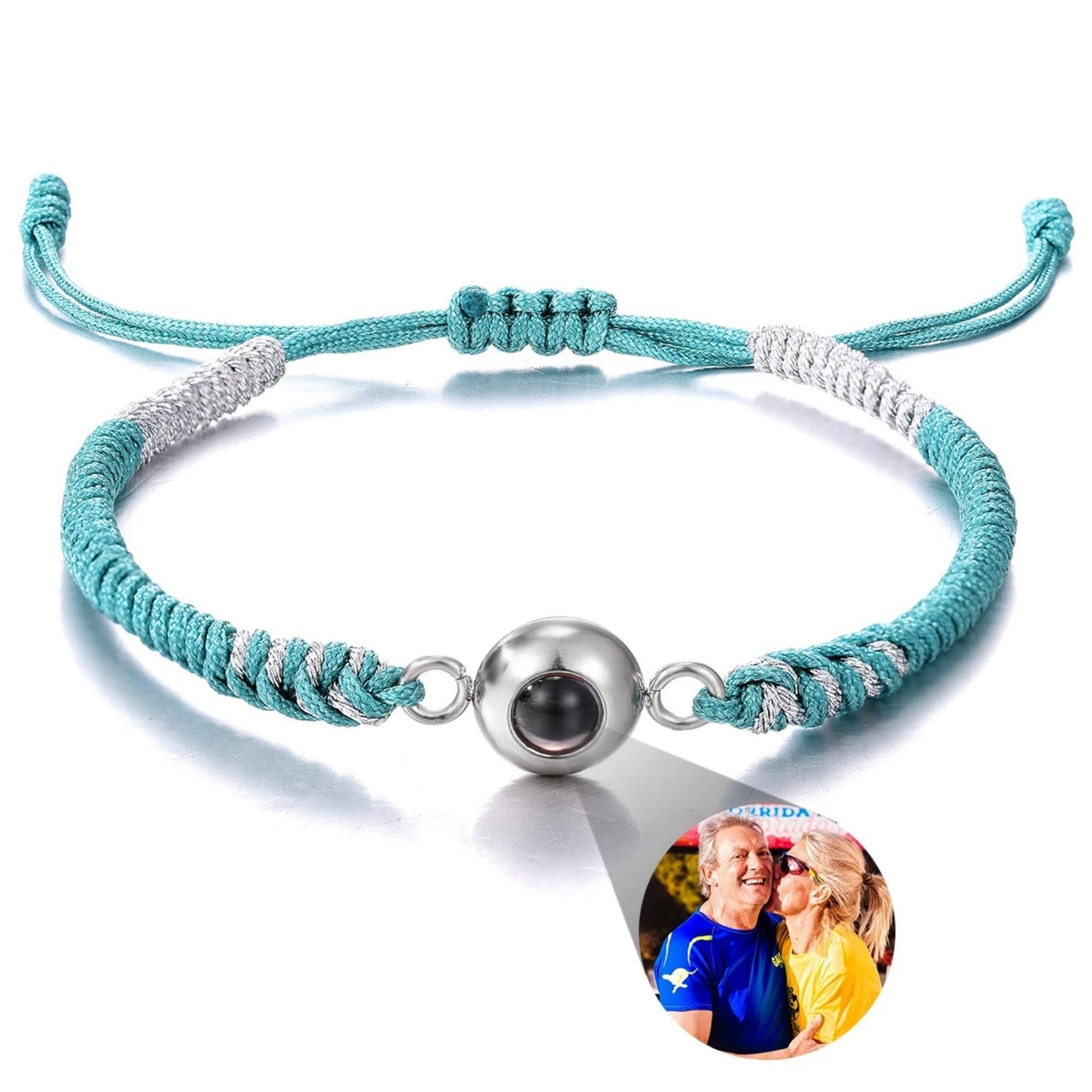 Custom Photo Projection Bracelet: Handwoven Rope, Personalized Jewelry
