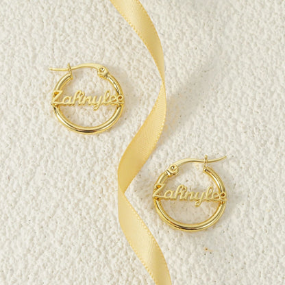 Personalized Jewelry Set for Kids: Personalized Necklace, Bracelet & Hoop Earrings, Waterproof and Hypoallergenic