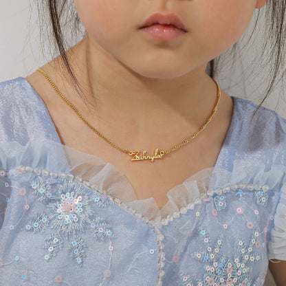 Personalized Jewelry Set for Kids: Personalized Necklace, Bracelet & Hoop Earrings, Waterproof and Hypoallergenic