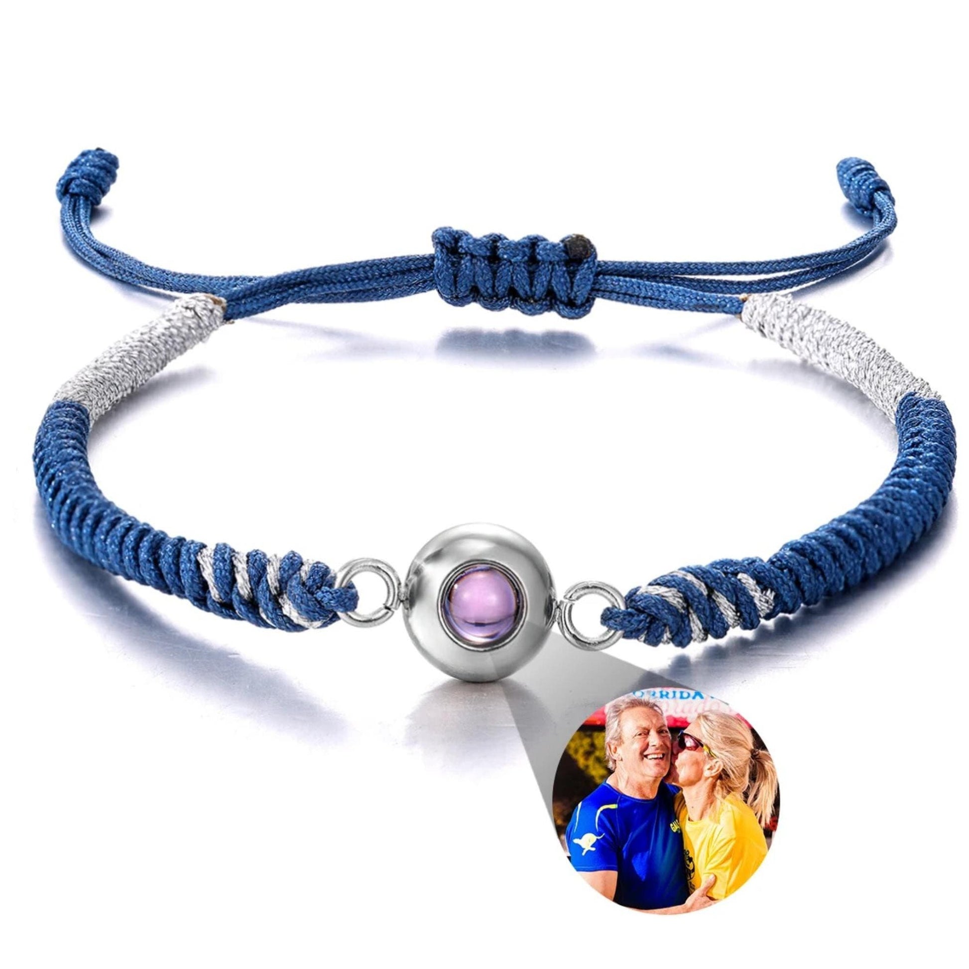Custom Photo Projection Bracelet: Handwoven Rope, Personalized Jewelry