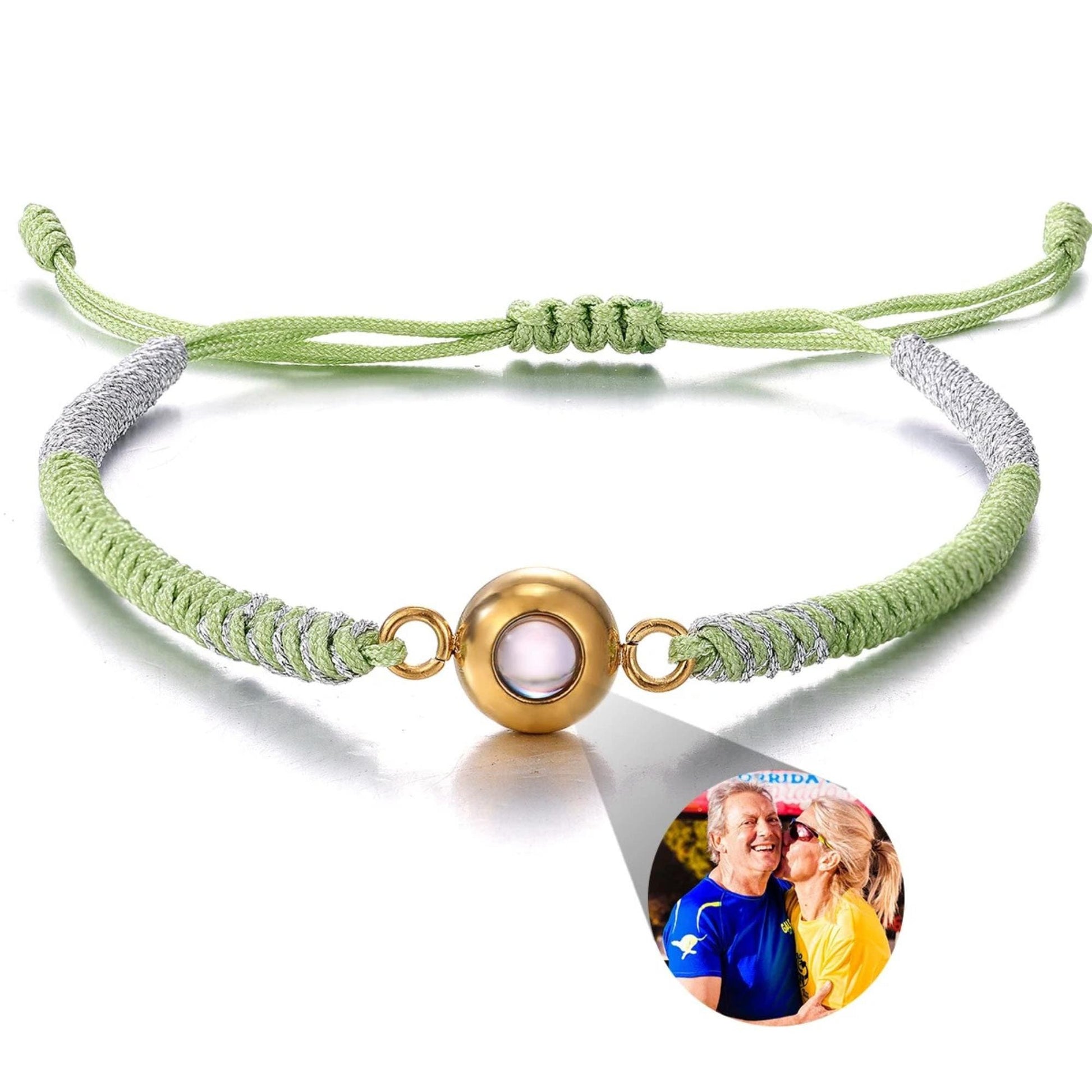 Custom Photo Projection Bracelet: Handwoven Rope, Personalized Jewelry