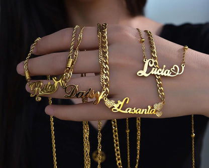 Perosonalized Nameplate Necklace: Dainty Carrie Necklace, Script Pendant