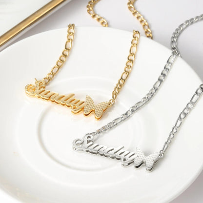 Butterfly Name Pendant: Double Plated Personalized Necklace