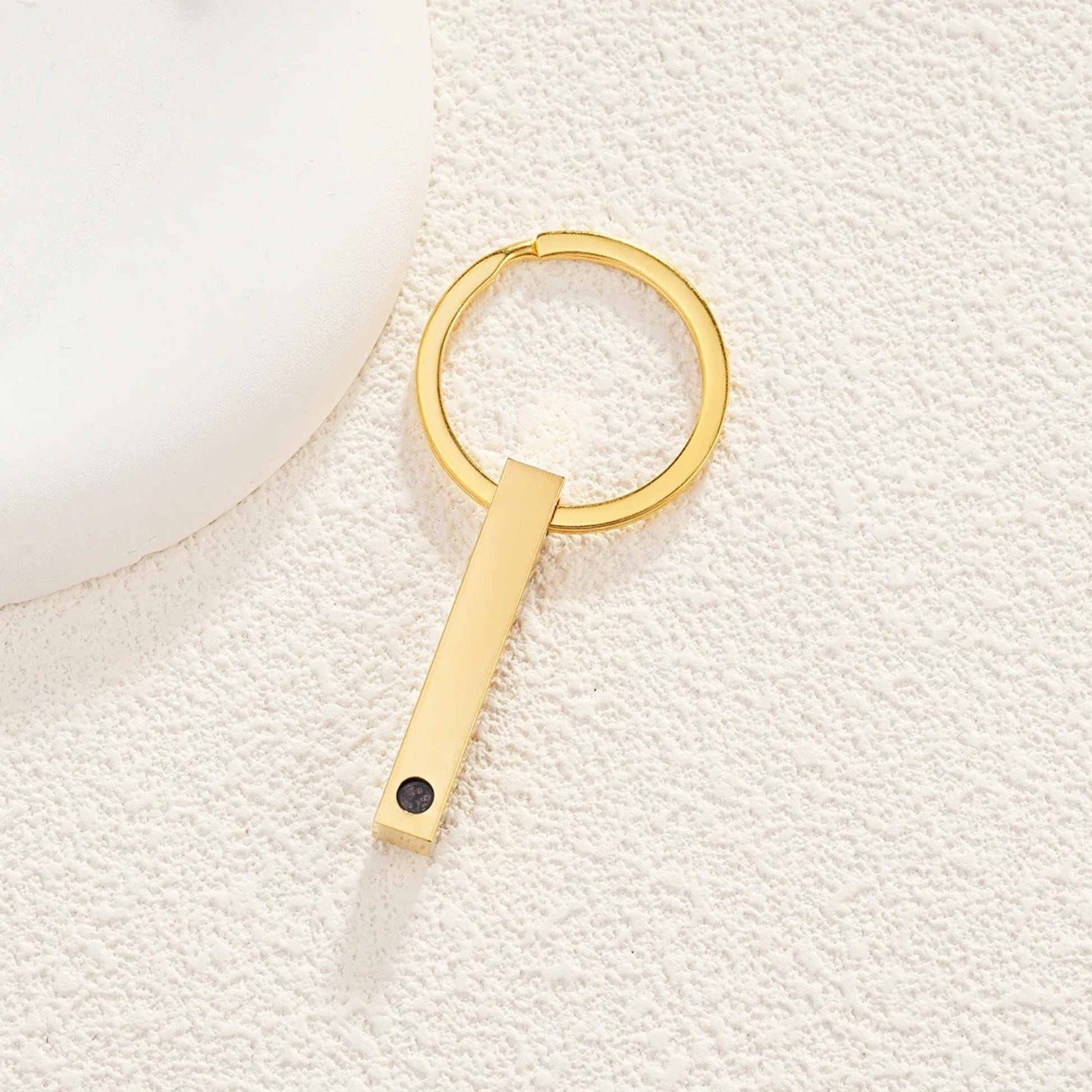 Custom Photo Projection Keychain: Engraved Bar Keyring, Memorial Gift