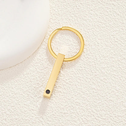 Custom Photo Projection Keychain: Engraved Bar Keyring, Memorial Gift