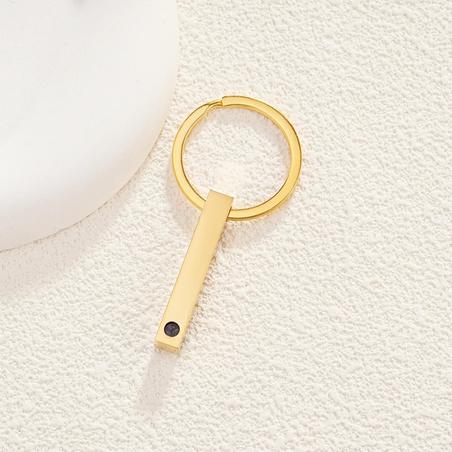 Photo Projection Keychain: Engraved Bar Keyring, Memorial Gift