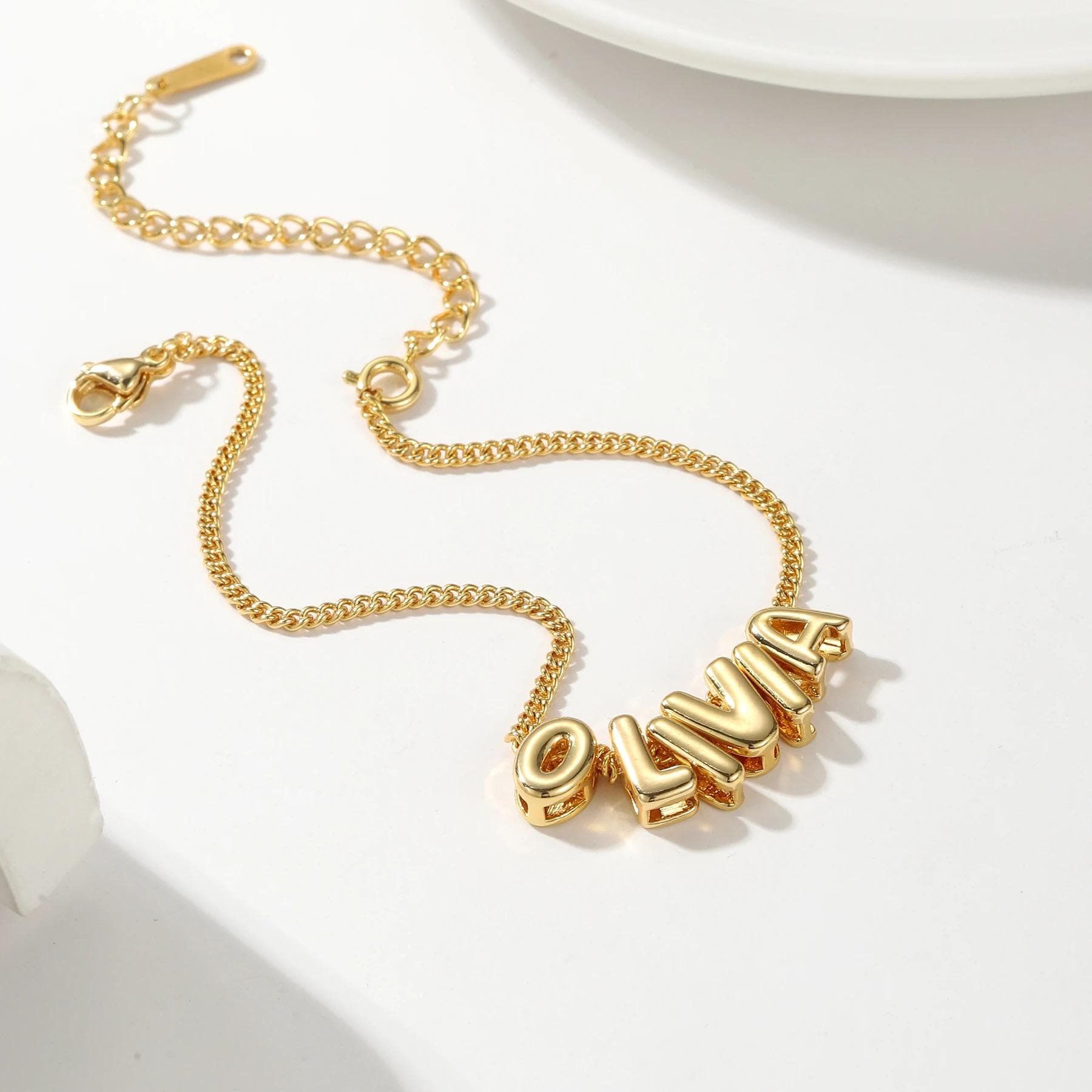 Custom Bubble Letter Bracelet: Personalized 3D Charm Jewelry