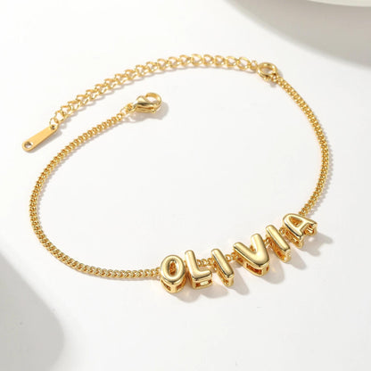 Personalized Name Bracelet: Bubble Letter Jewelry, Tarnish Free Stainless Steel