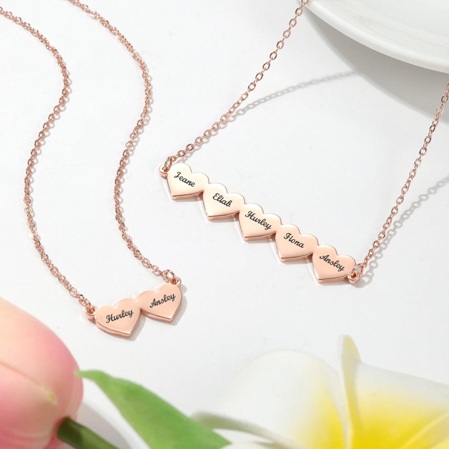 Personalized Heart Name Necklace: Stainless Steel Family Pendant