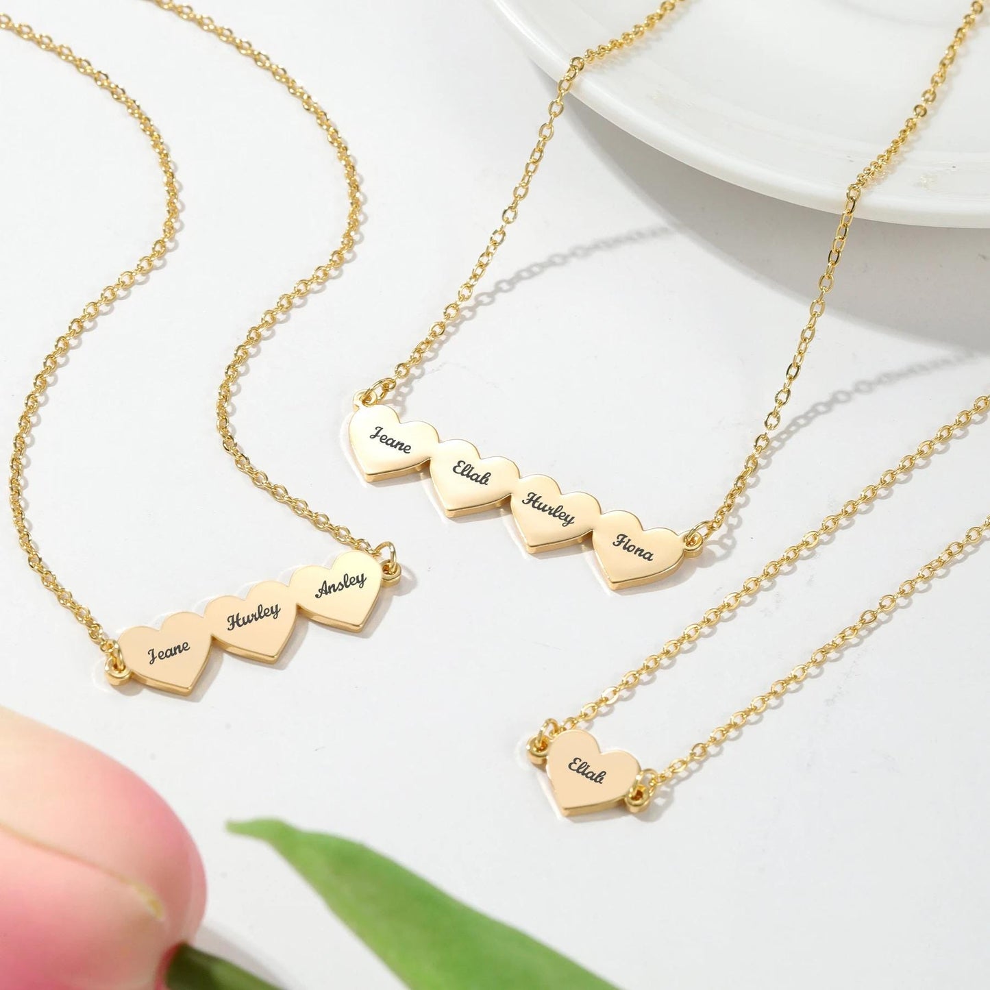 Personalized Heart Name Necklace: Stainless Steel Family Pendant