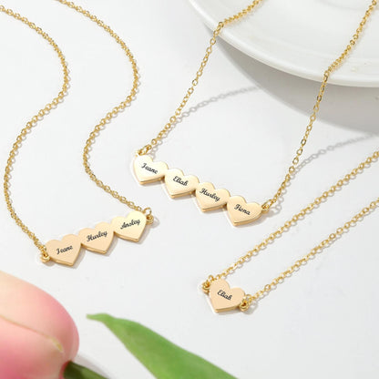 Personalized Heart Name Necklace: Stainless Steel Family Pendant