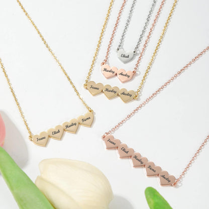 Personalized Heart Name Necklace: Stainless Steel Family Pendant
