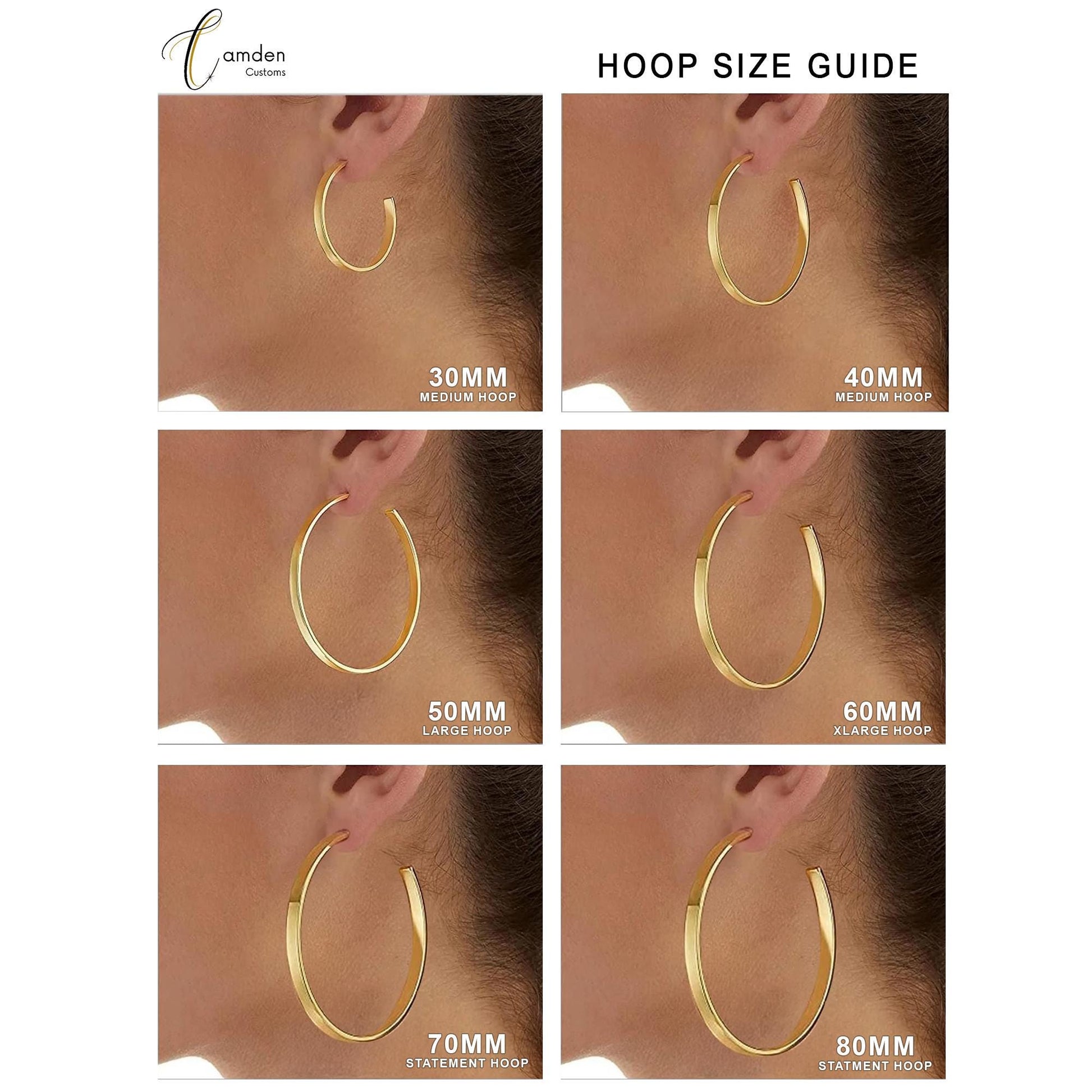 Custom Name Bamboo Hoop Earrings: 18K Gold Plated XOXO