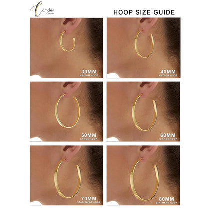 Custom Name Bamboo Hoop Earrings: 18K Gold Plated XOXO