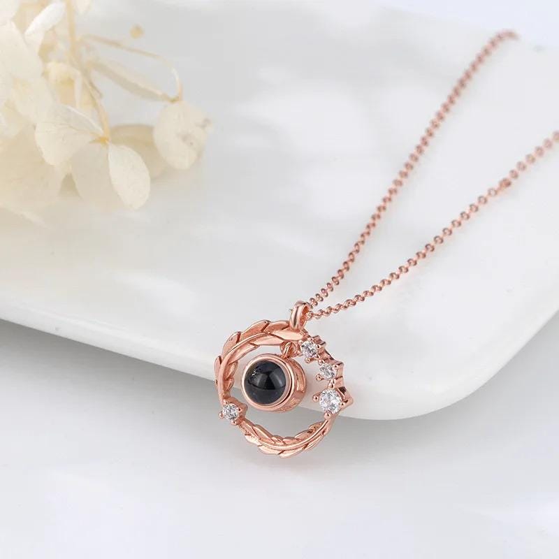 Custom Photo Projection Necklace: Memorial Locket, Stainless Steel or 925 Sterling Silver