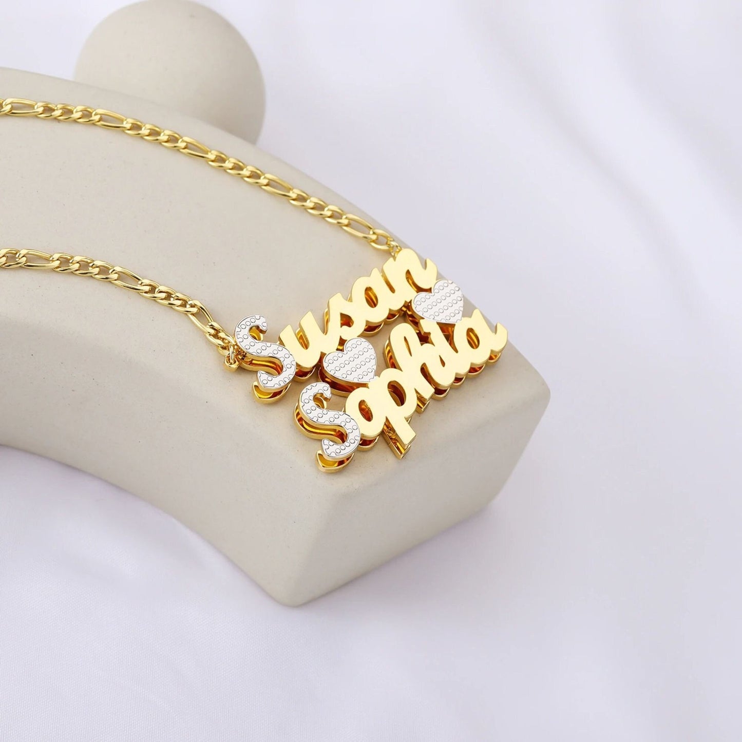 Personalized Two-Name Necklace: 18k Gold Plated Stainless Steel