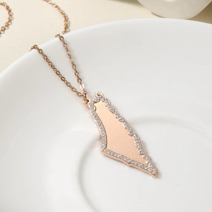 Iced Out Palestine Map Necklace: Symbol of Hope, Support Palestine Jewelry