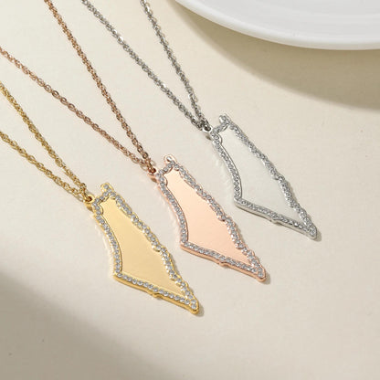 Iced Out Palestine Map Necklace: Symbol of Hope, Support Palestine Jewelry