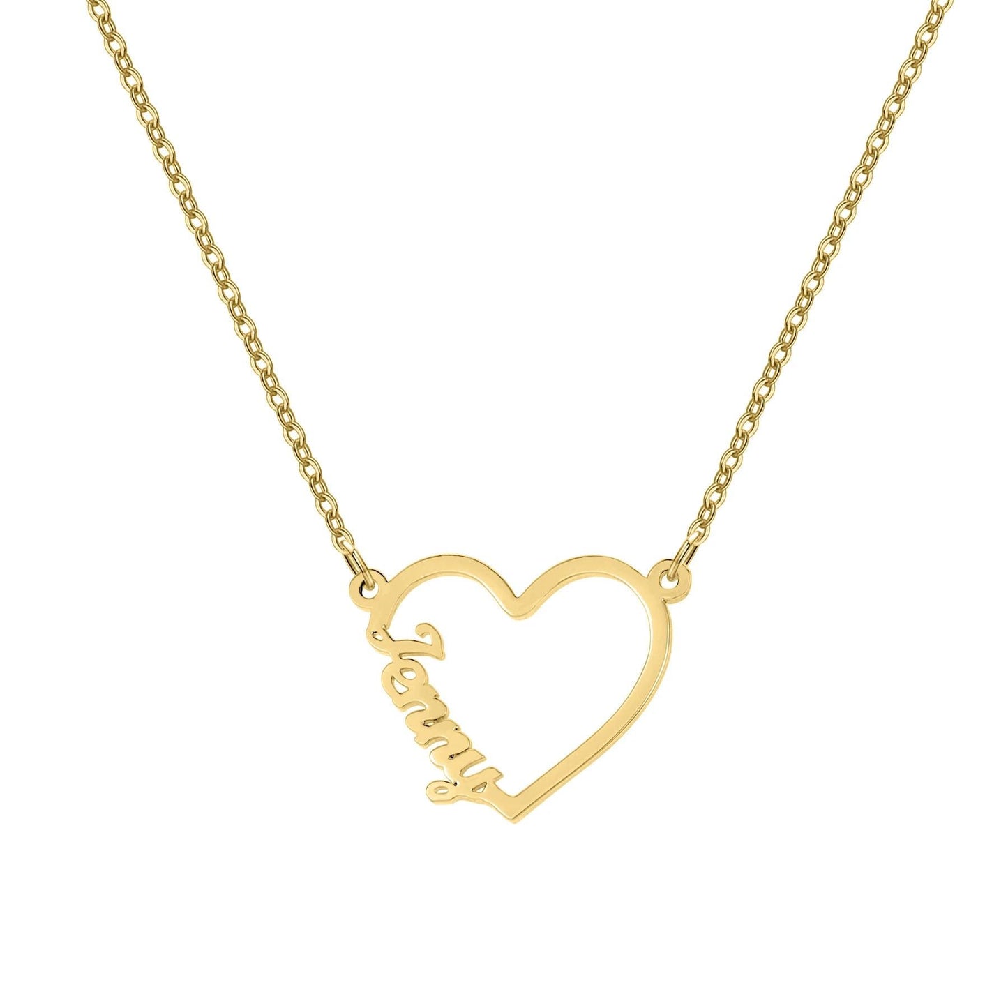 Personalized Interlocking Heart Name Necklace: Stainless Steel, Gold, Rose Gold