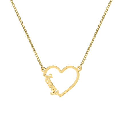 Personalized Interlocking Heart Name Necklace: Stainless Steel, Gold, Rose Gold