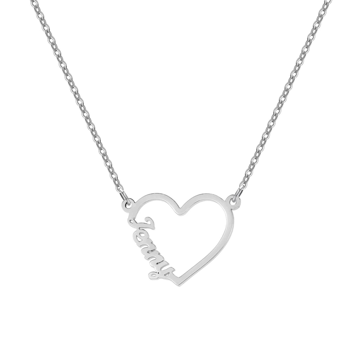 Personalized Interlocking Heart Name Necklace: Stainless Steel, Gold, Rose Gold