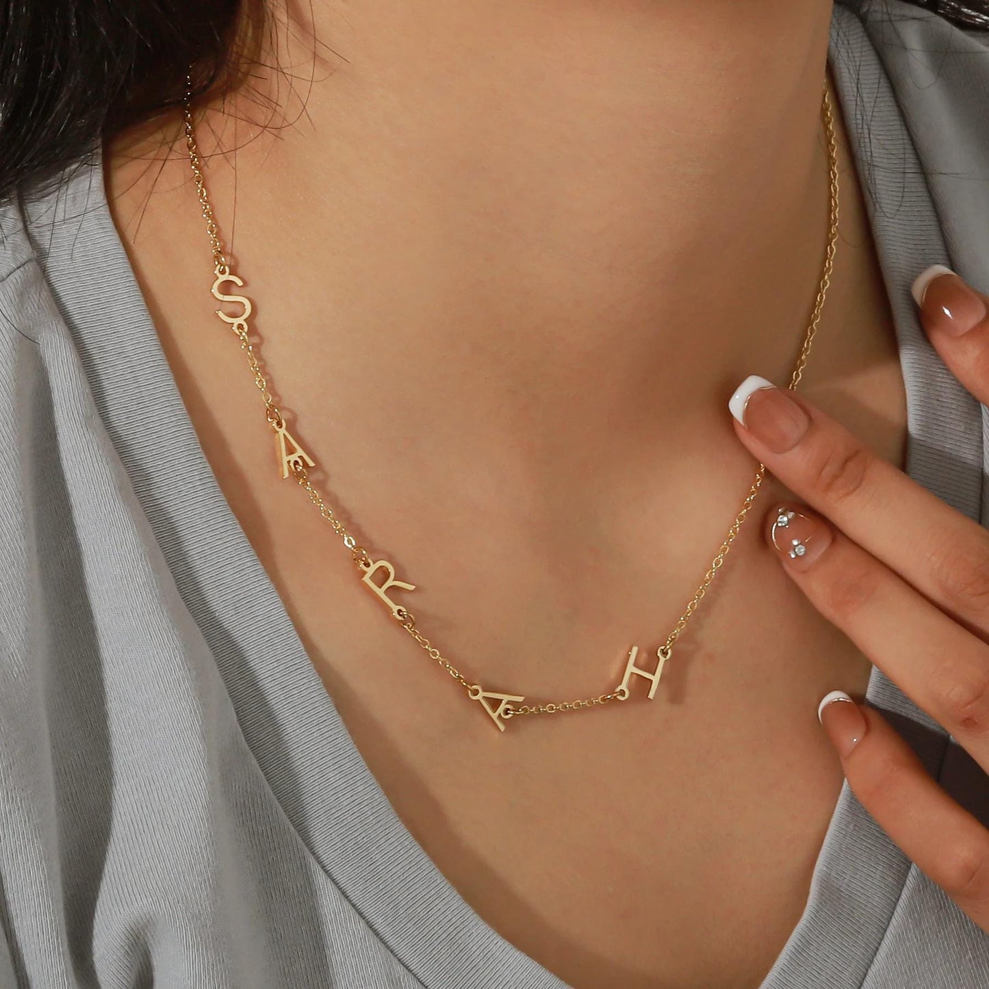 Custom Initial Necklace: Personalized Gold Letter Name Necklace