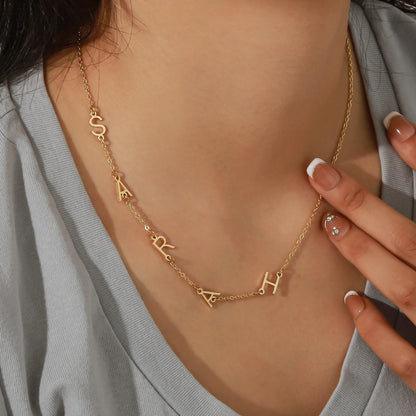 Custom Initial Necklace: Personalized Gold Letter Name Necklace