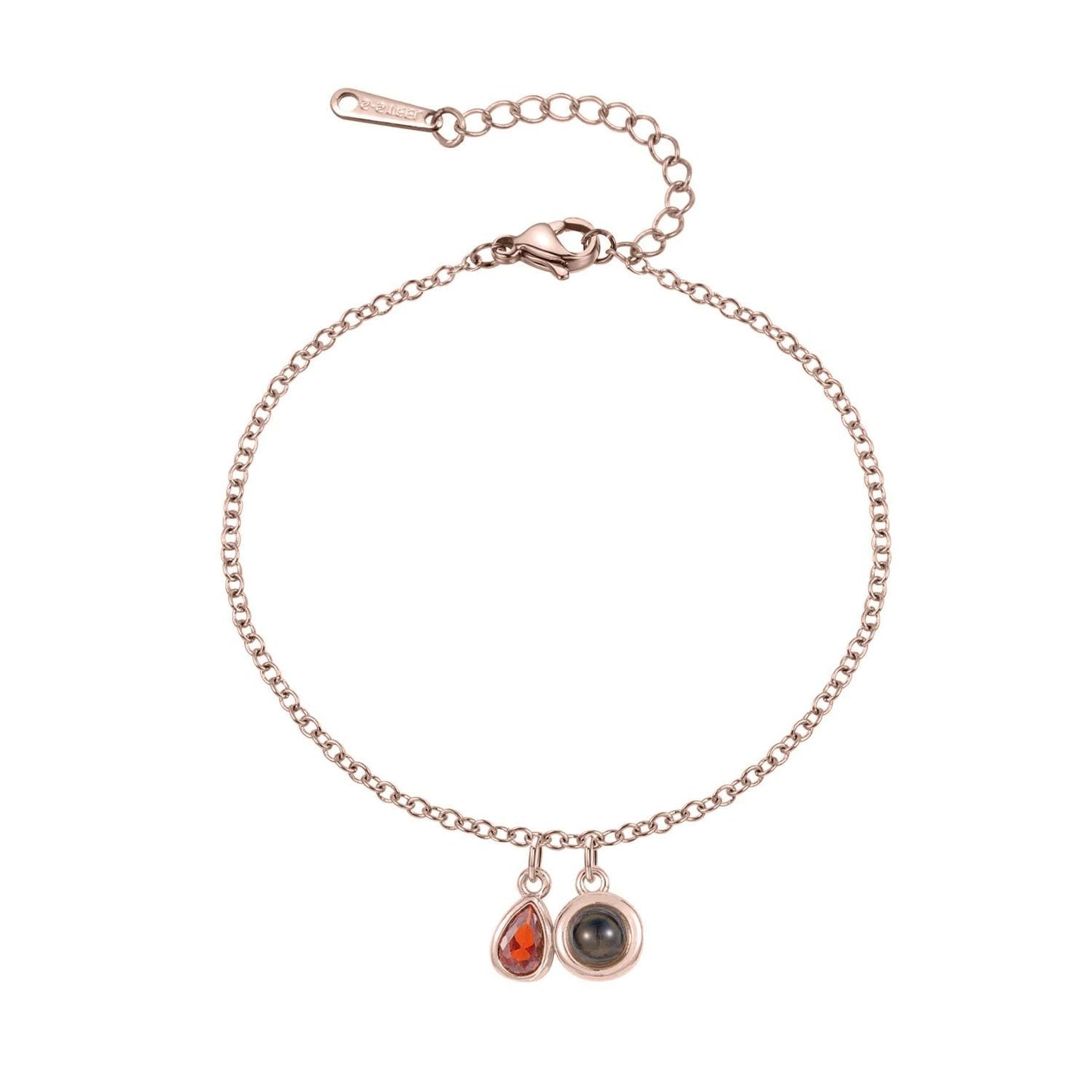 Photo Projection Bracelet: Stainless Steel, Birthstone, Personalized Keepsake