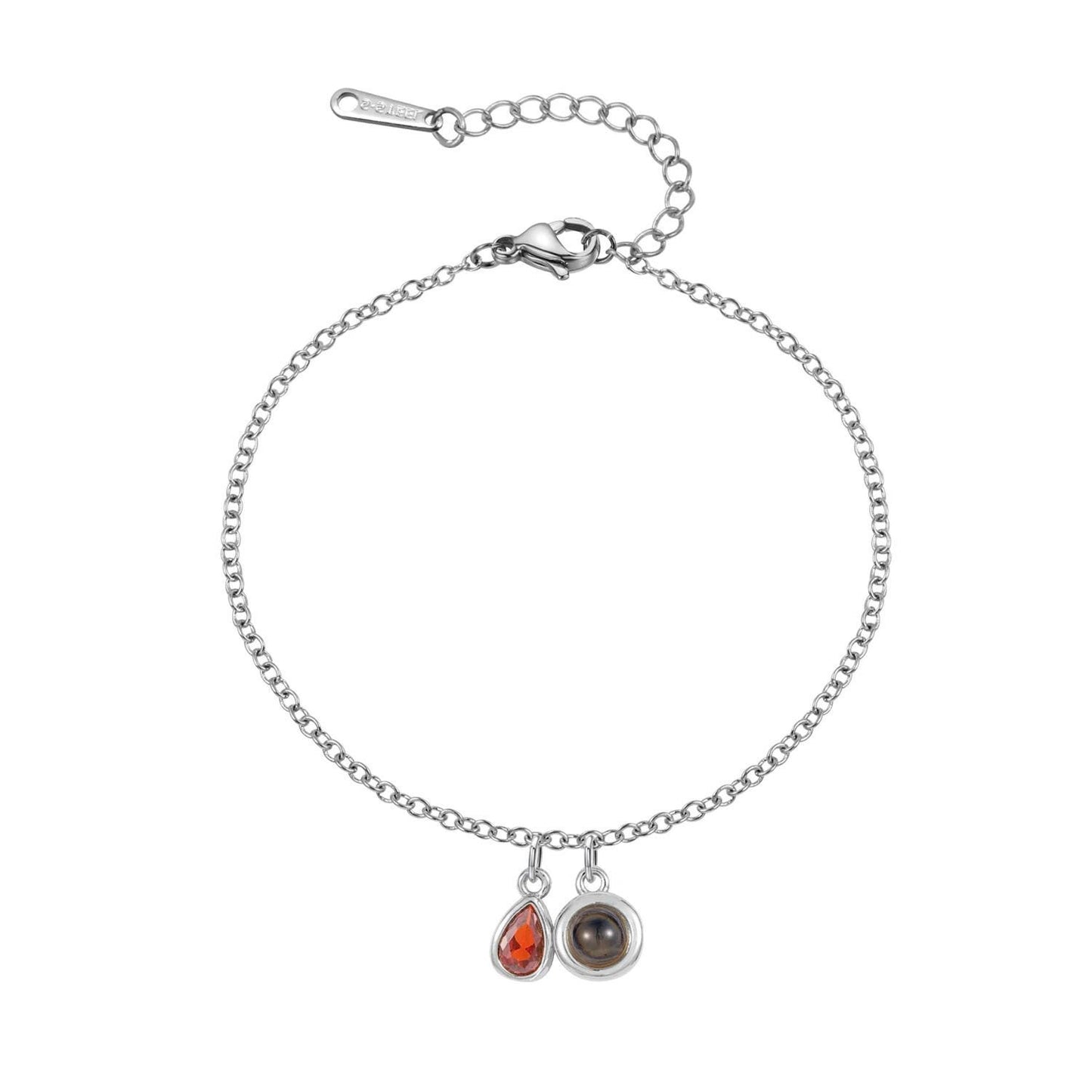 Photo Projection Bracelet: Stainless Steel, Birthstone, Personalized Keepsake
