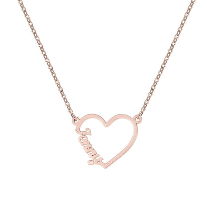 Personalized Interlocking Hearts Necklace: 18K Gold Custom Name Pendant