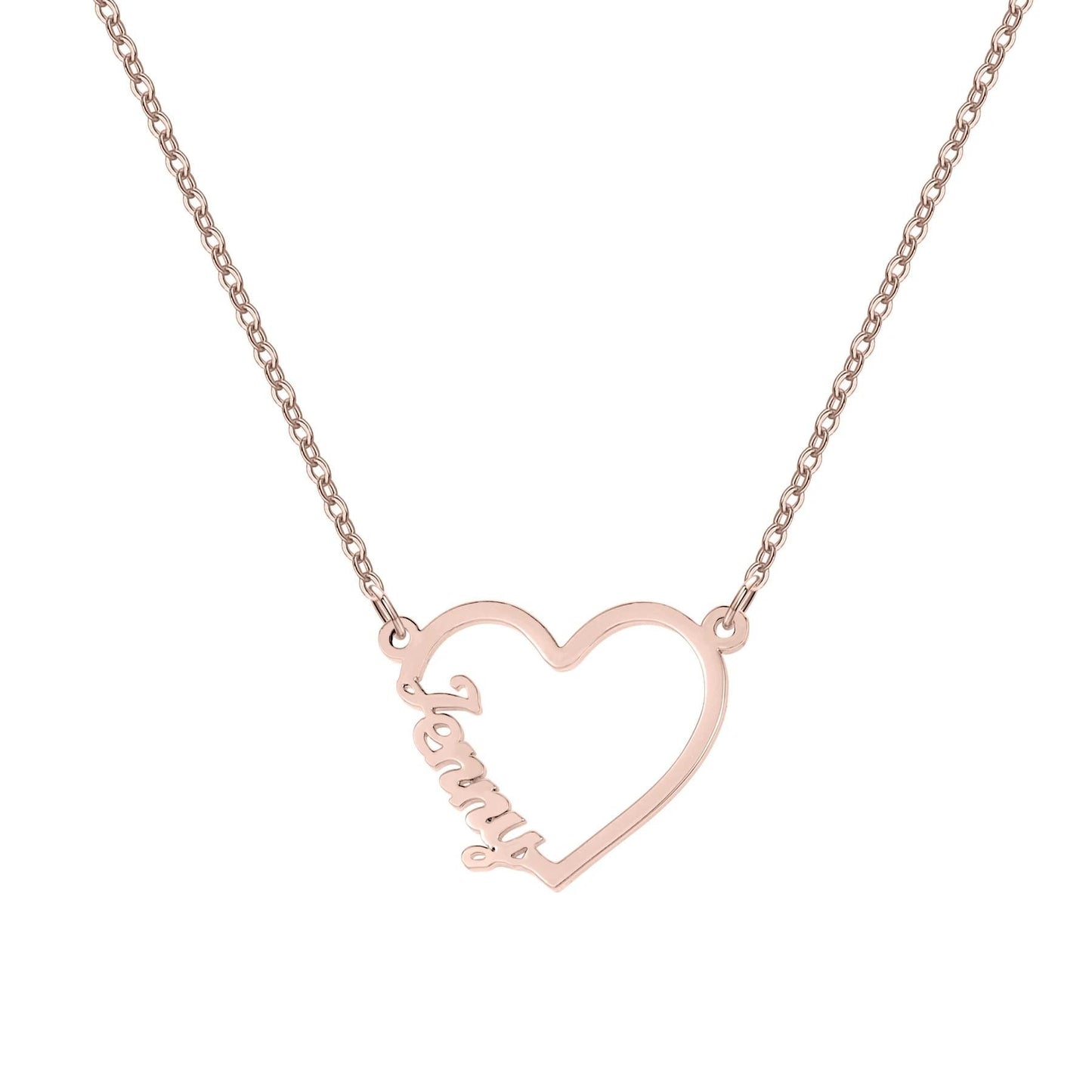 Personalized Interlocking Heart Name Necklace: Stainless Steel, Gold, Rose Gold