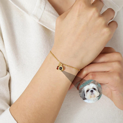 Photo Projection Bracelet: Stainless Steel, Birthstone, Personalized Keepsake
