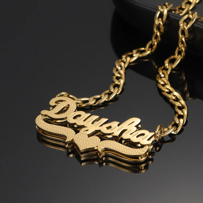 Custom Diamond-Cut Name Necklace & Bracelet Set: 18K Gold Plated Cuban Link