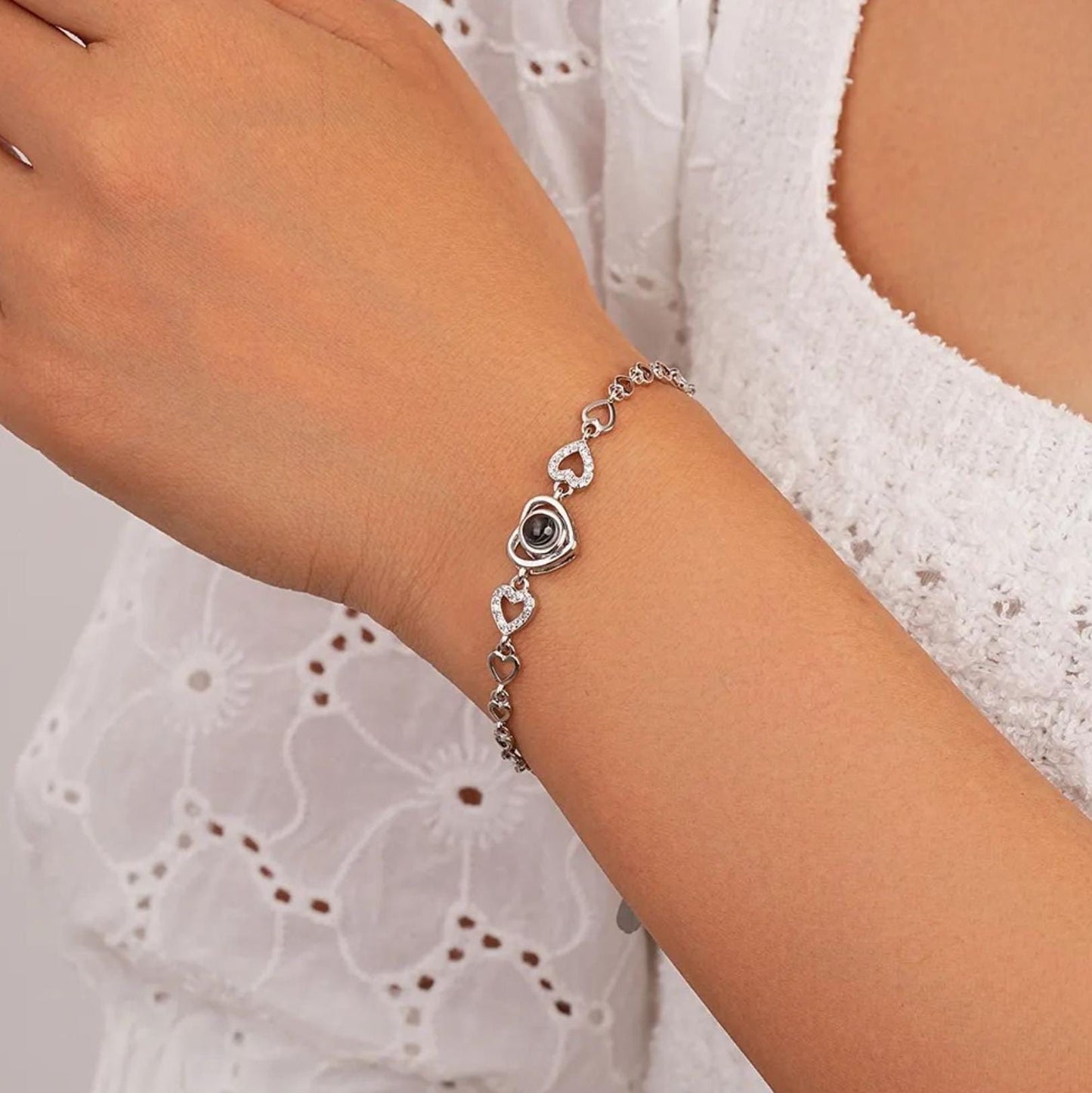 Custom Photo Projection Bracelet: Sterling Silver Pet Memorial Jewelry