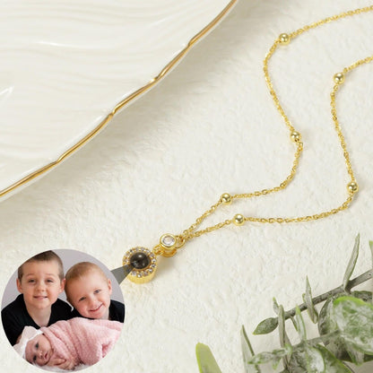 Custom Photo Projection Necklace: Stainless Steel Memorial Jewelry