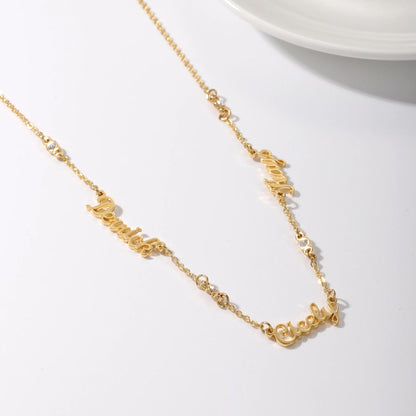 Custom Name Necklace: Dainty CZ Name Chain, Personalized Family Jewelry