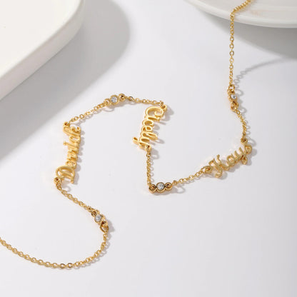 Custom Name Necklace: Dainty CZ Name Chain, Personalized Family Jewelry