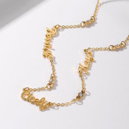 Custom Name Necklace: Dainty CZ Name Chain, Personalized Family Jewelry