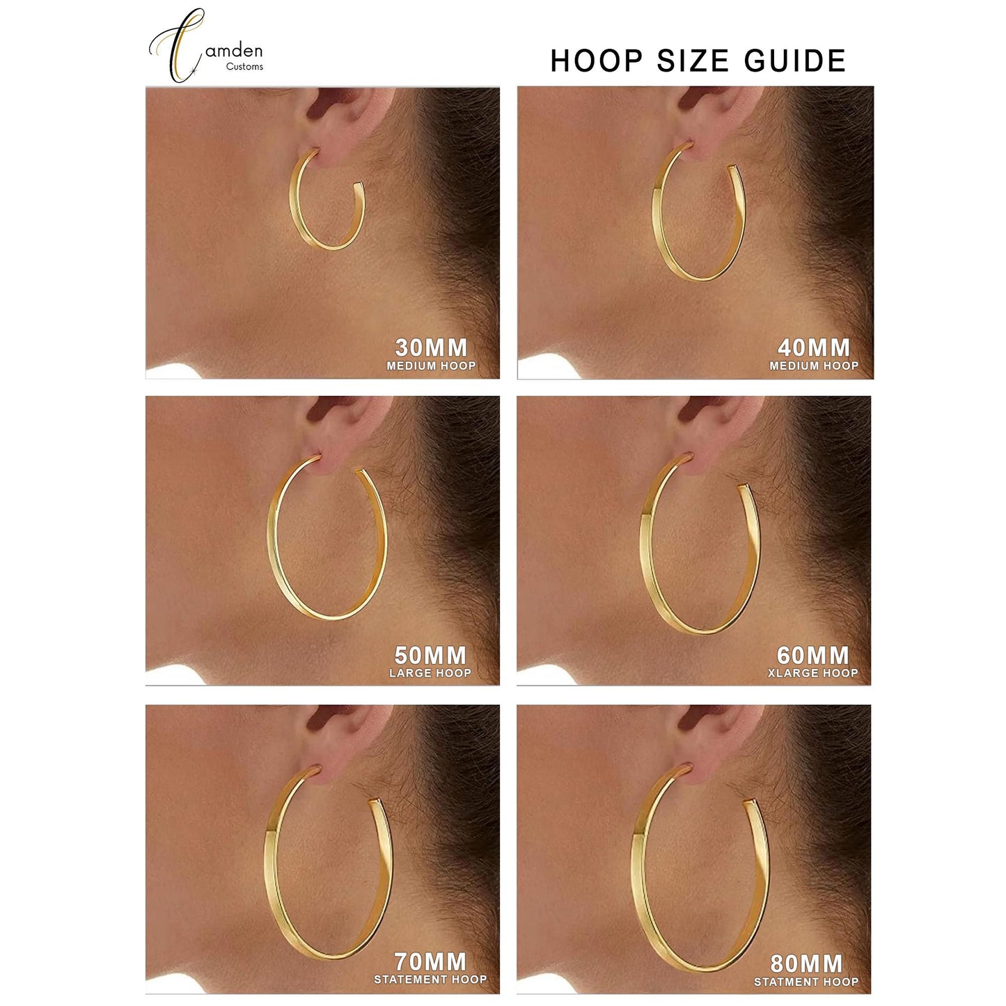 Custom Name Necklace & Bamboo Hoop Earrings Set: Personalized Waterproof Jewelry