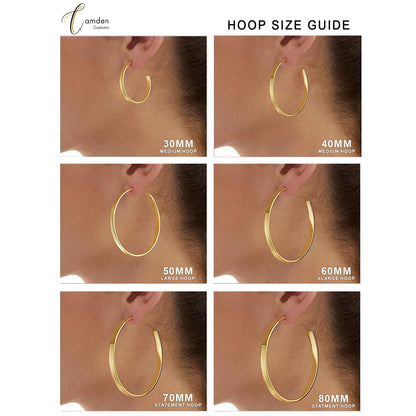Custom Name Necklace & Bamboo Hoop Earrings Set: Personalized Waterproof Jewelry