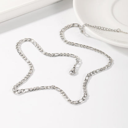 18K Gold Figaro Chain Necklace: Waterproof Stainless Steel Minimalist Jewelry