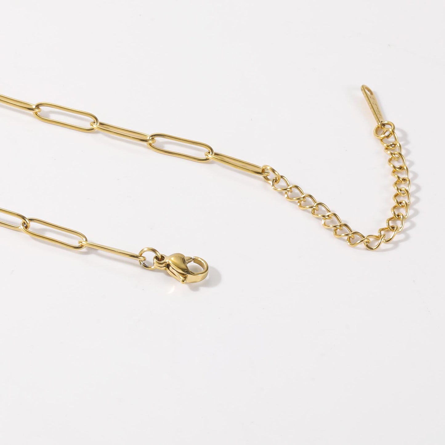 Waterproof Paperclip Chain Necklace: 18K Gold Plated Stainless Steel