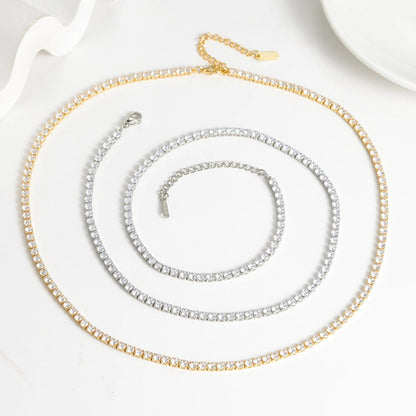 Iced Out CZ Tennis Chain Necklace: Stackable Waterproof Jewelry