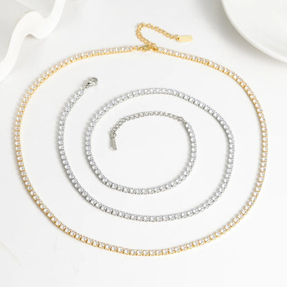 Iced Out CZ Tennis Chain Necklace: Stackable Waterproof Jewelry