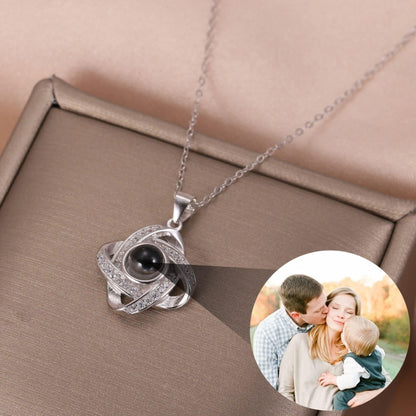 Personalized Photo Projection Necklace: Stainless Steel Cubic Zirconia Locket